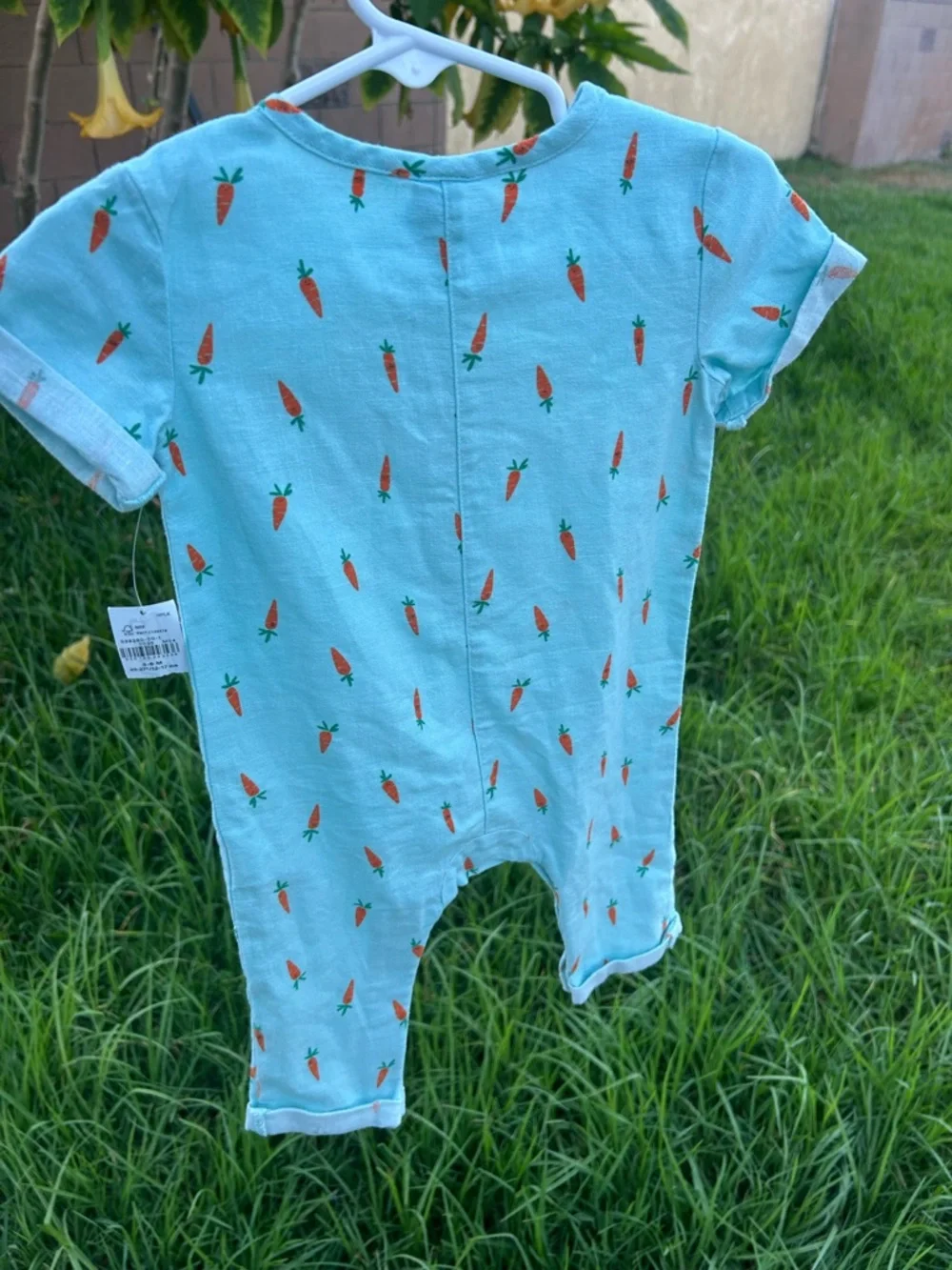 Old Navy Mint Green Baby Romper with Carrot Print
